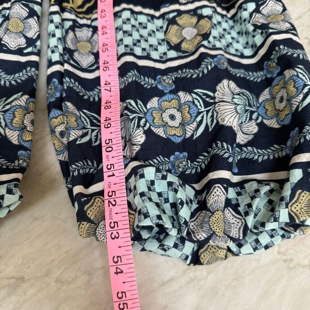 Free People Navy Blue Floral Wide-Leg Jumpsuit Bali small - Picture 9 of 9